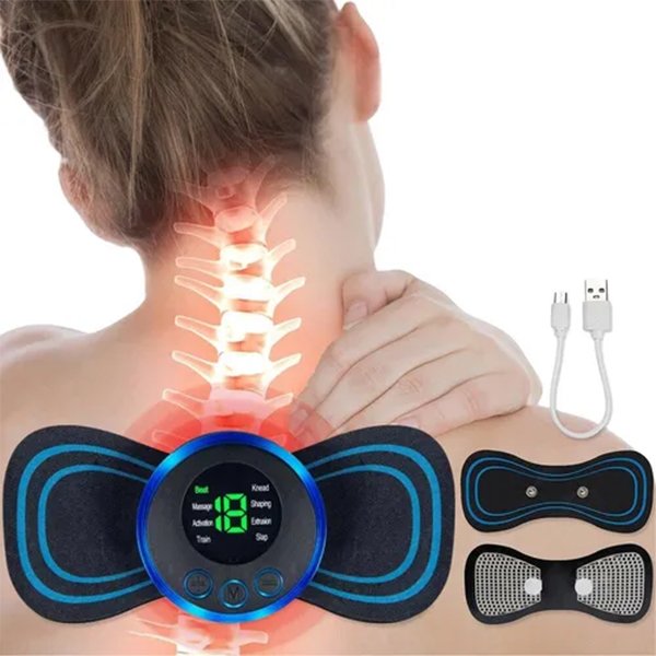 Mini Masajeador de Cuello EMS – 8 Modos y 19 Niveles de Intensidad